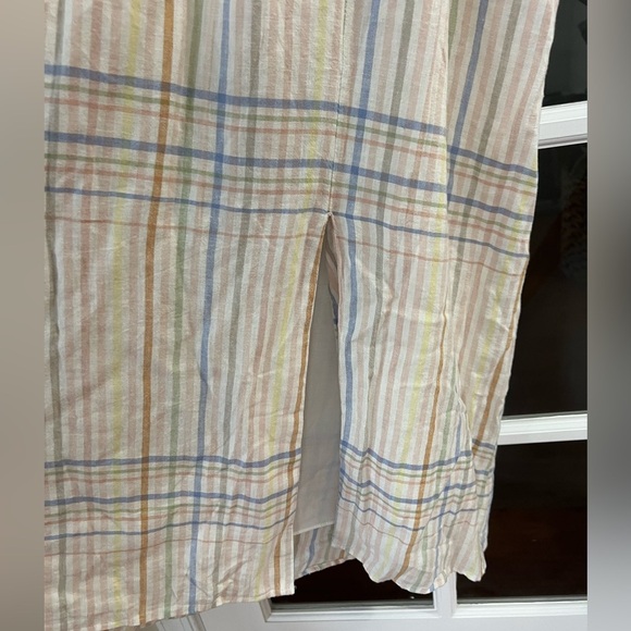 Madewell Linen-Blend Clara Midi Dress in Plaid - Size XL - NWT - Picture 5 of 8